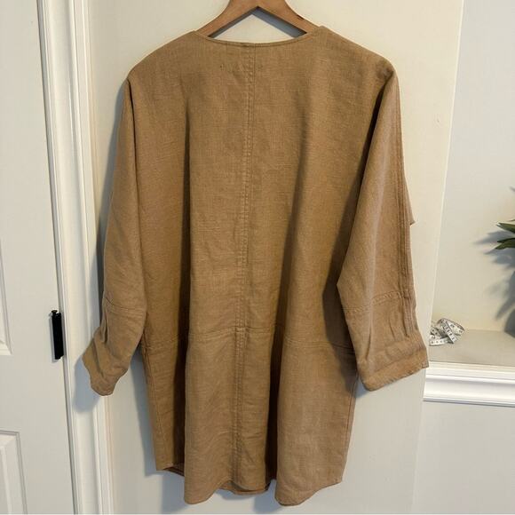 Chico’s Tan Neutral Cotton Linen Long Line Jacket 1 S/M - Picture 5 of 13
